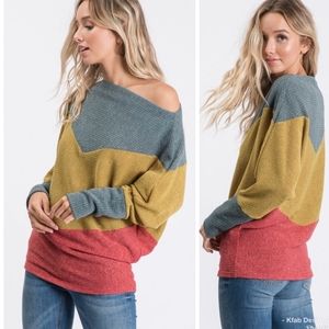 ❤ Color block dolman sleeve sweater